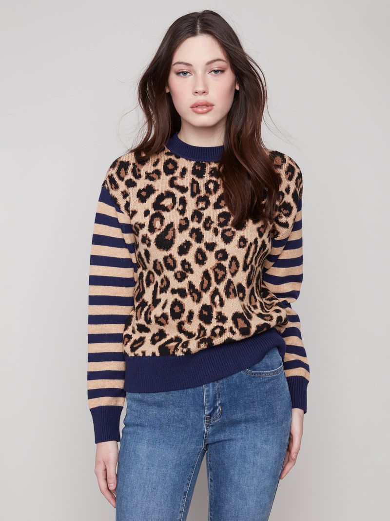 Charlie B. Leopard & Stripes Sweater