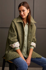 Tribal Quilted Shacket- Clover