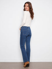 Charlie B. Flare Denim Jeans with Buttons