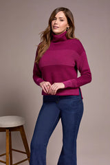 Tribal 2-Tone High/Low Turtleneck- Multiple Colors