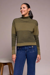 Tribal 2-Tone High/Low Turtleneck- Multiple Colors