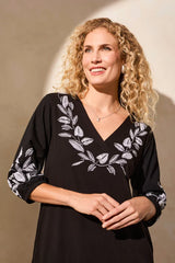 Tribal Embroidered 3/4 Flounce Dress