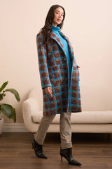 Tribal Boucle Plaid Button-Front Coat