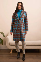 Tribal Boucle Plaid Button-Front Coat