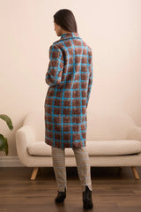 Tribal Boucle Plaid Button-Front Coat