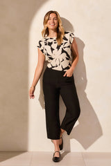 Tribal Flatten It Pull-On Capri With Eyelet Detail