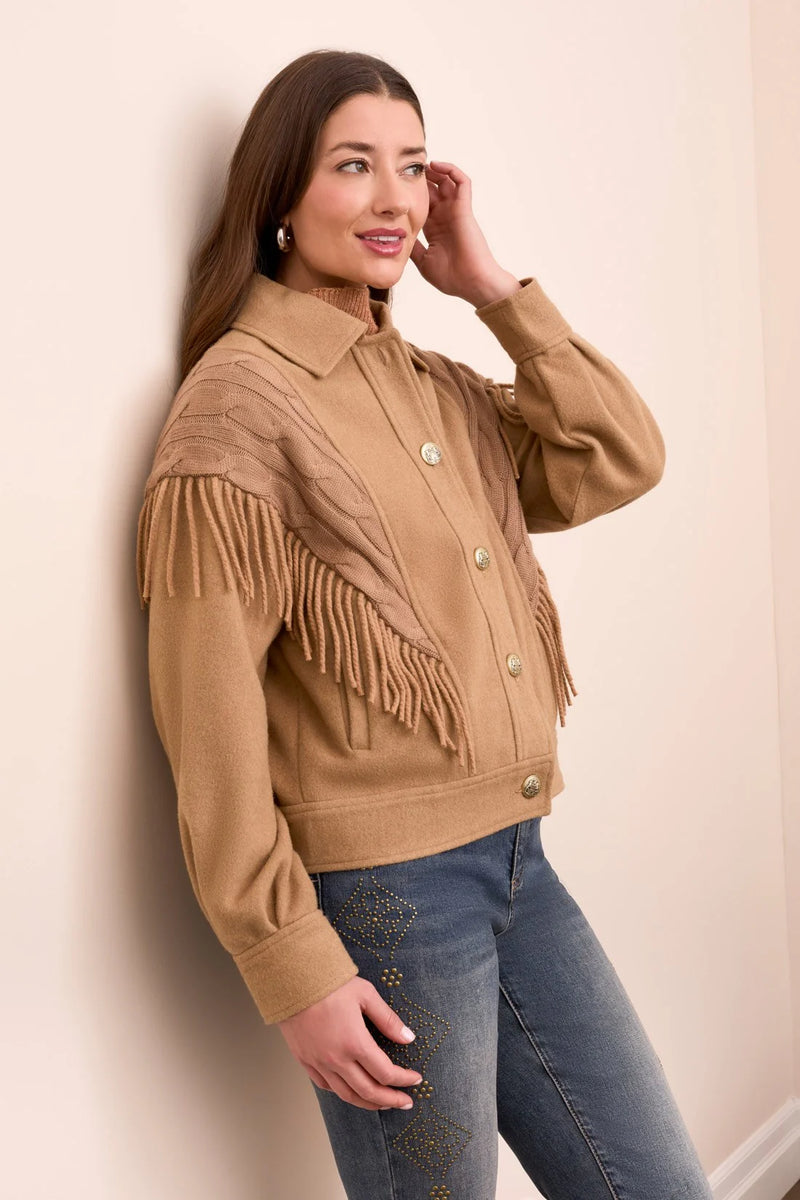 Tribal Fringe-Shoulder Knit Jacket