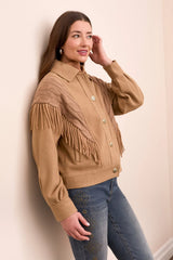 Tribal Fringe-Shoulder Knit Jacket