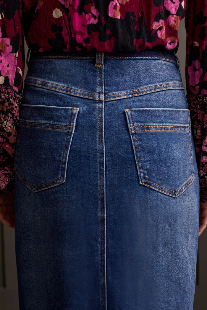Tribal Denim Maxi Skirt