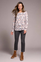 Tribal Crew Neck Combo Print Top