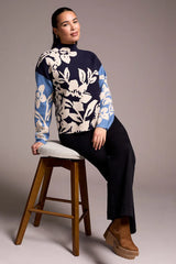 Tribal Knit Jacquard Floral Sweater