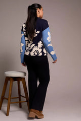 Tribal Knit Jacquard Floral Sweater