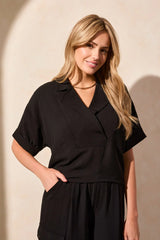 Tribal Airflow Lapel Collar Top- 2 Colors