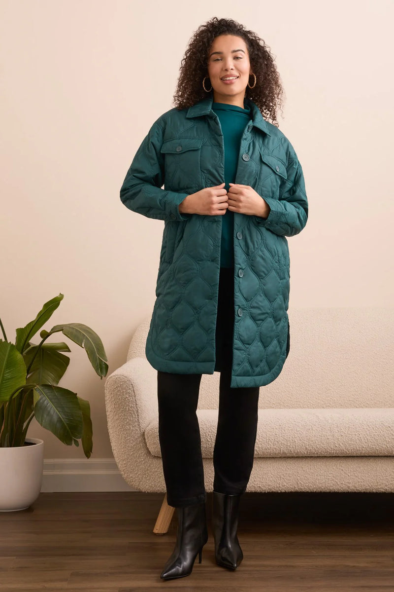 Tribal Long Quilted Button-Up Jacket- 2 Colors