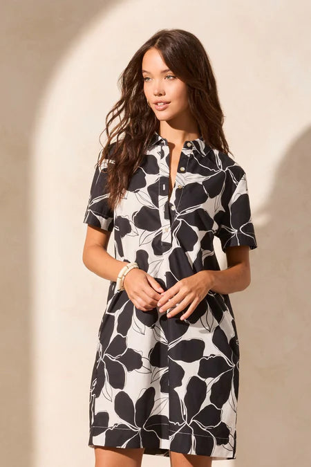 Tribal Printed Cotton Short-Sleeve Dress