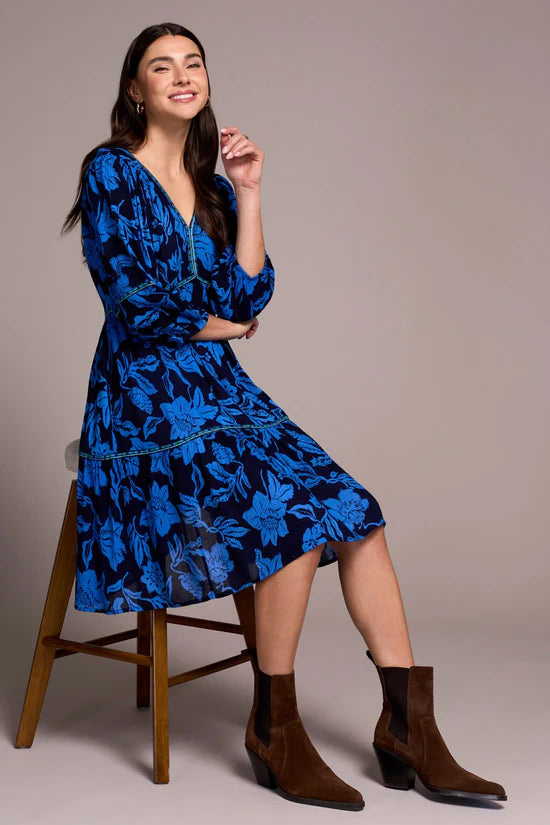 Tribal Nightfall Embroidered Jacquard Dress