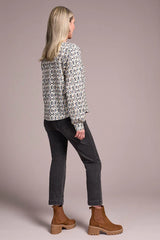 Tribal Printed Long Sleeve Crew Neck Top- Multiple Prints