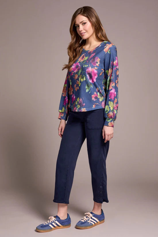 Tribal Printed Long Sleeve Crew Neck Top- Multiple Prints