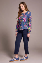 Tribal Printed Long Sleeve Crew Neck Top- Multiple Prints