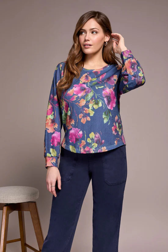 Tribal Printed Long Sleeve Crew Neck Top- Multiple Prints
