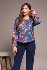 Tribal Printed Long Sleeve Crew Neck Top- Multiple Prints