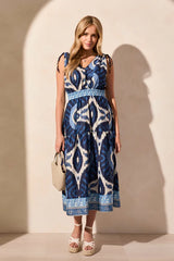Tribal Printed Maxi Dress W/ Shoulder Ties- 2 Colors!