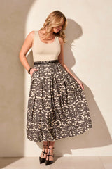 Tribal Pull-On Embroidered Band Skirt