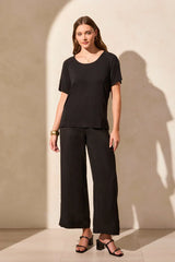 Tribal Flowy Crew Neck Top with Shirred Back- Multiple Colors!