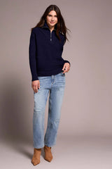 Tribal Soft Zip-Up V-Neck Sweater- 2 Colors