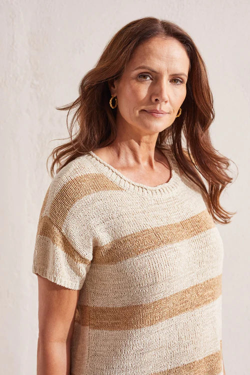 Tribal Striped Short-Sleeve Sweater