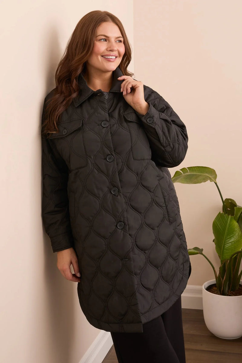 Tribal Long Quilted Button-Up Jacket- 2 Colors