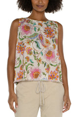 Liverpool Floral Tapestry Button-Back Tank