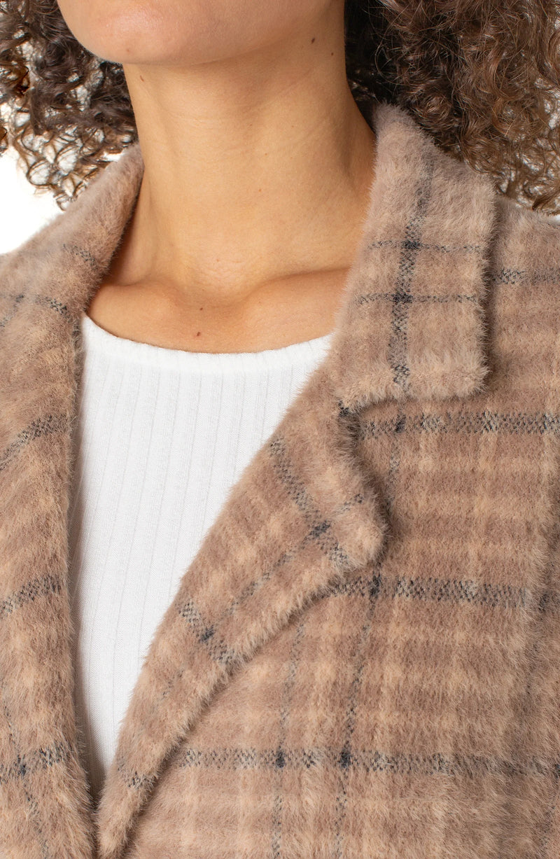 Liverpool Camel & Cream Plaid Coatigan