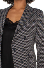 Liverpool Navy Check Faux Double Breasted Blazer