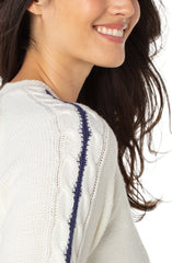 Liverpool Cream & Navy Cable Knit Sweater
