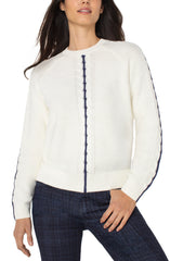 Liverpool Cream & Navy Cable Knit Sweater