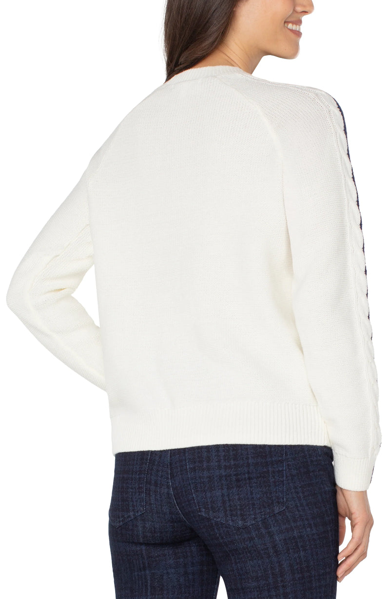 Liverpool Cream & Navy Cable Knit Sweater