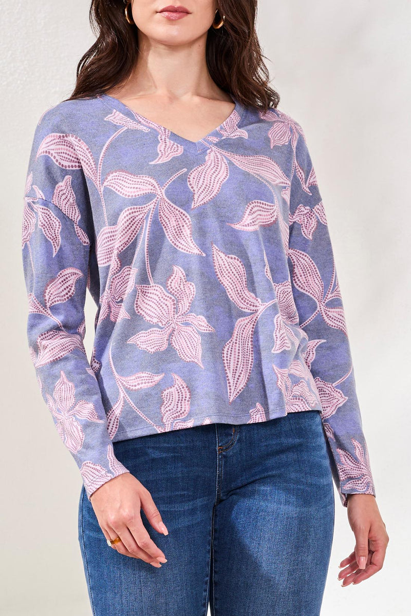 Tribal Fuzzy Soft V-Neck Top- Multiple Prints