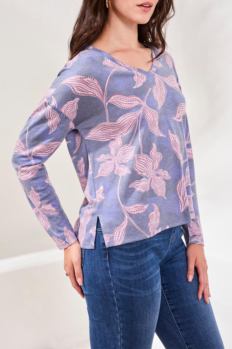 Tribal Fuzzy Soft V-Neck Top- Multiple Prints