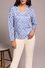 Tribal Fuzzy Soft V-Neck Top- Multiple Prints