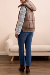 Tribal Quilted Hooded Vest- Fossil