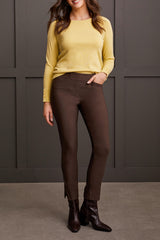 Liverpool Ribbed Mock Neck Top- Cinnamon