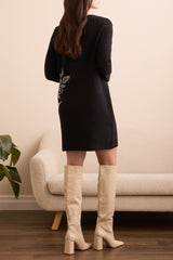 Tribal Floral Intarsia Sweater Dress