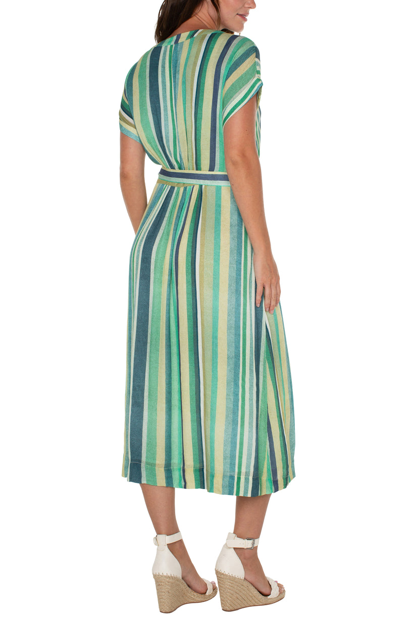 Liverpool Multi Stripe Midi Wrap Dress