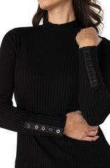 Liverpool Ribbed Mock With Button Cuff- Multiple Colors