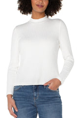 Liverpool Ribbed Mock With Button Cuff- Multiple Colors