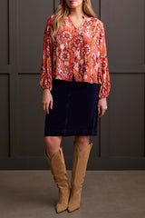 Liverpool Ribbed Mock Neck Top- Sandstone