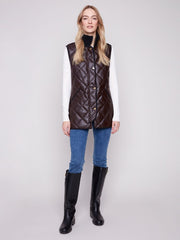 Charlie B. Mocha Quilted Faux Leather Vest