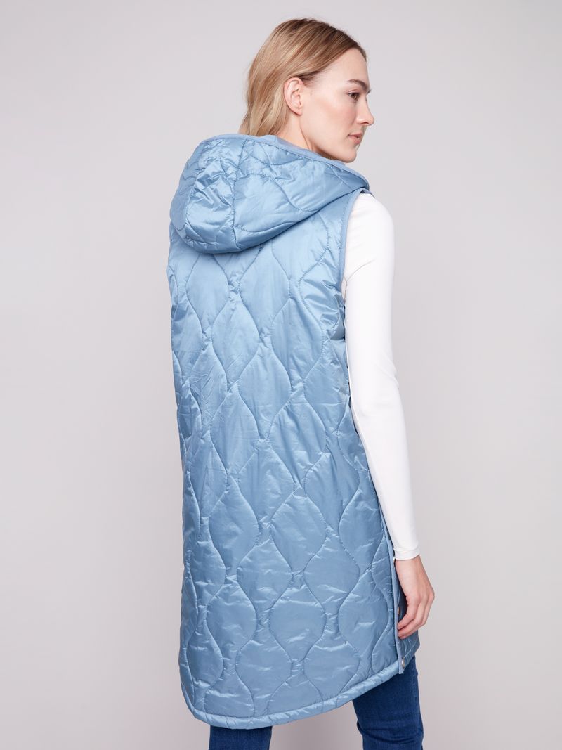Charlie B. Pearlized Puffer Vest- Oxford Blue