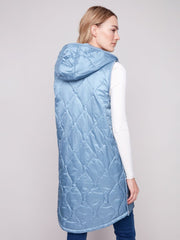 Charlie B. Pearlized Puffer Vest- Oxford Blue